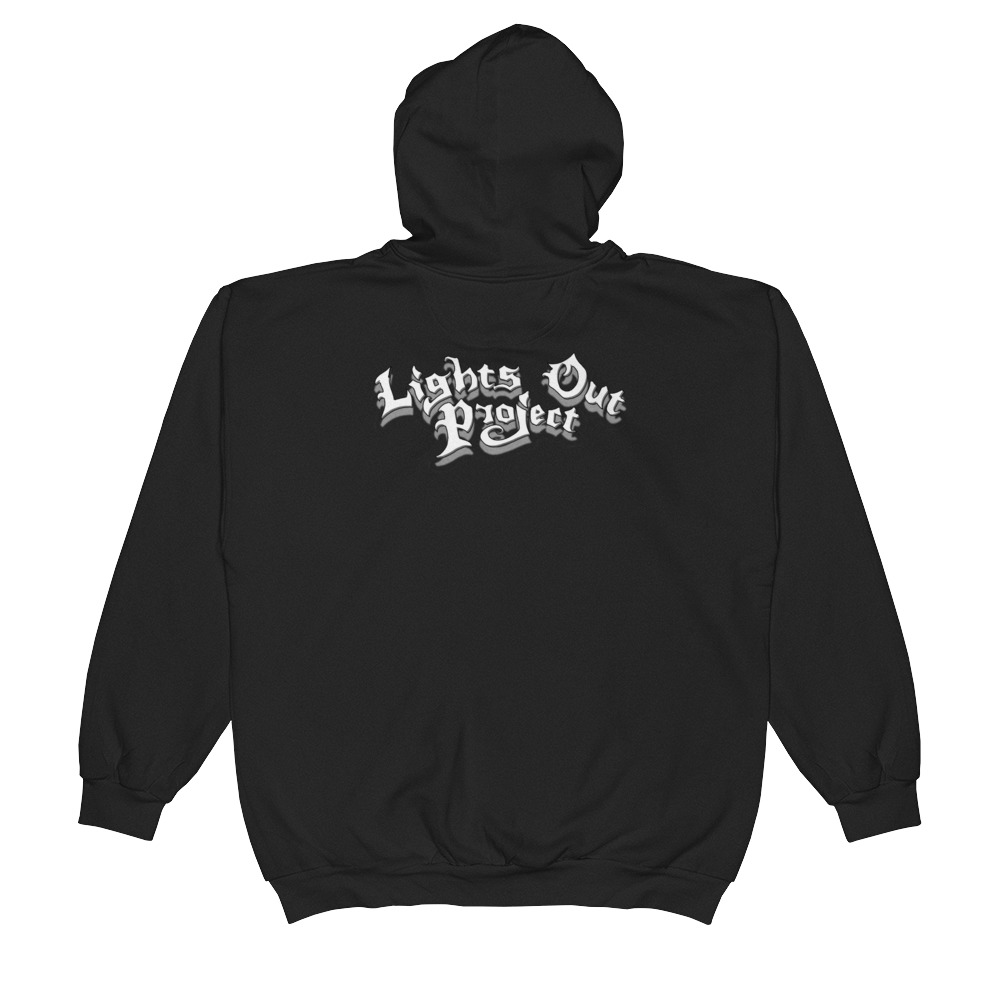 Unisex Zip Hoodie (front & back logos) » LIGHTS OUT PROJECT